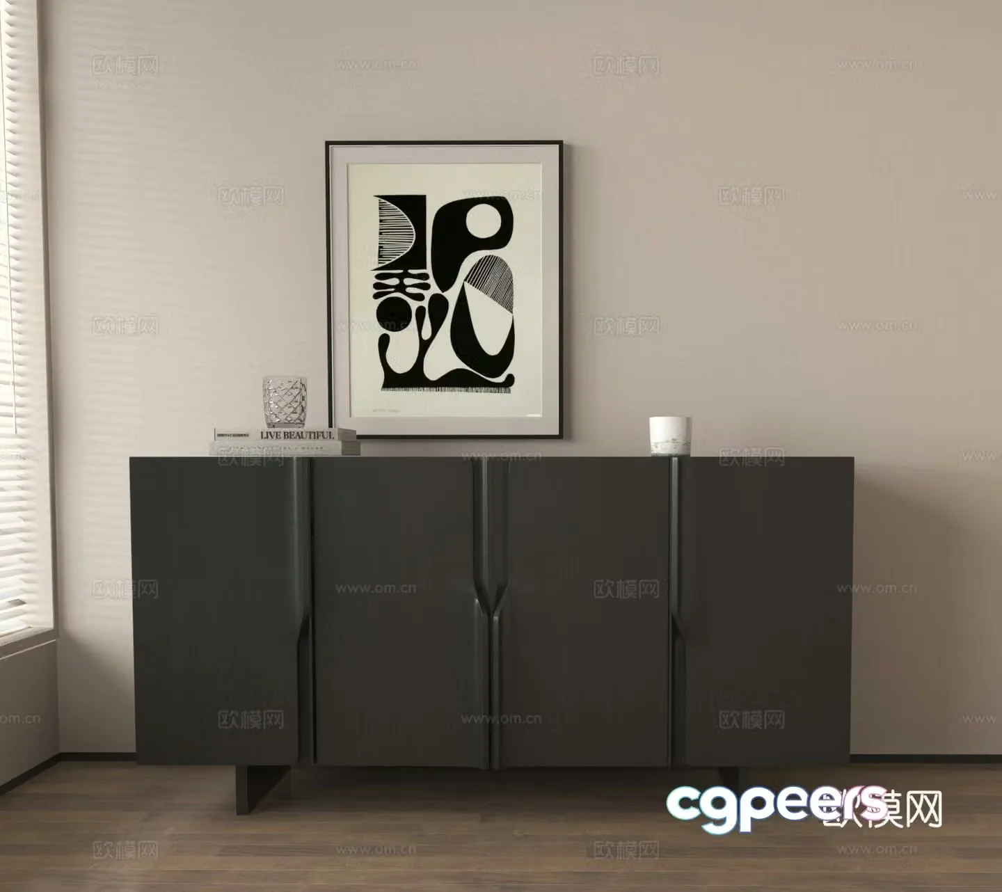 chest of drawers entrance cabinet side cabinet hanging painting decorative painting ornament 3D model