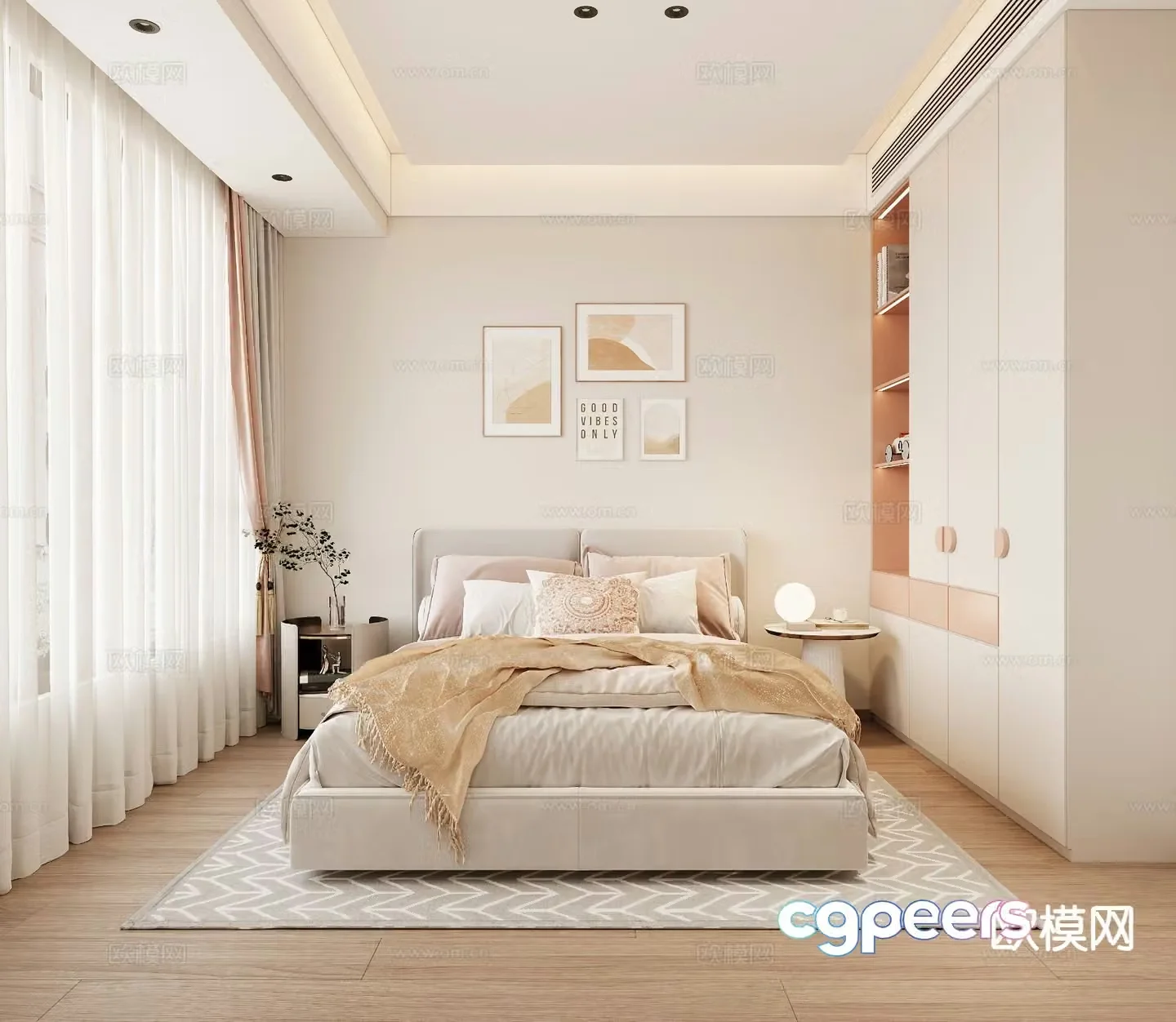 Cream style bedroom girls room 3d model