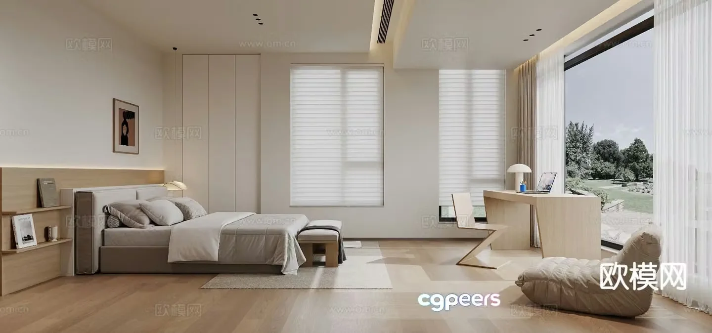 Modern bedroom study 3d model