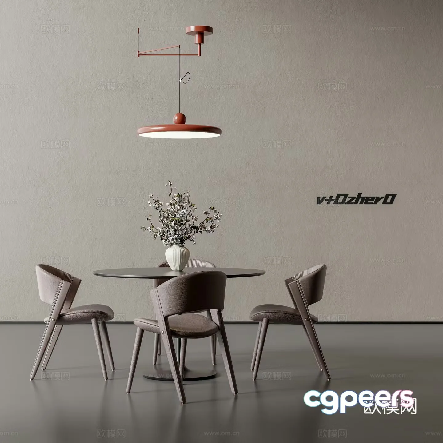 Modern dining table and chair 3d model