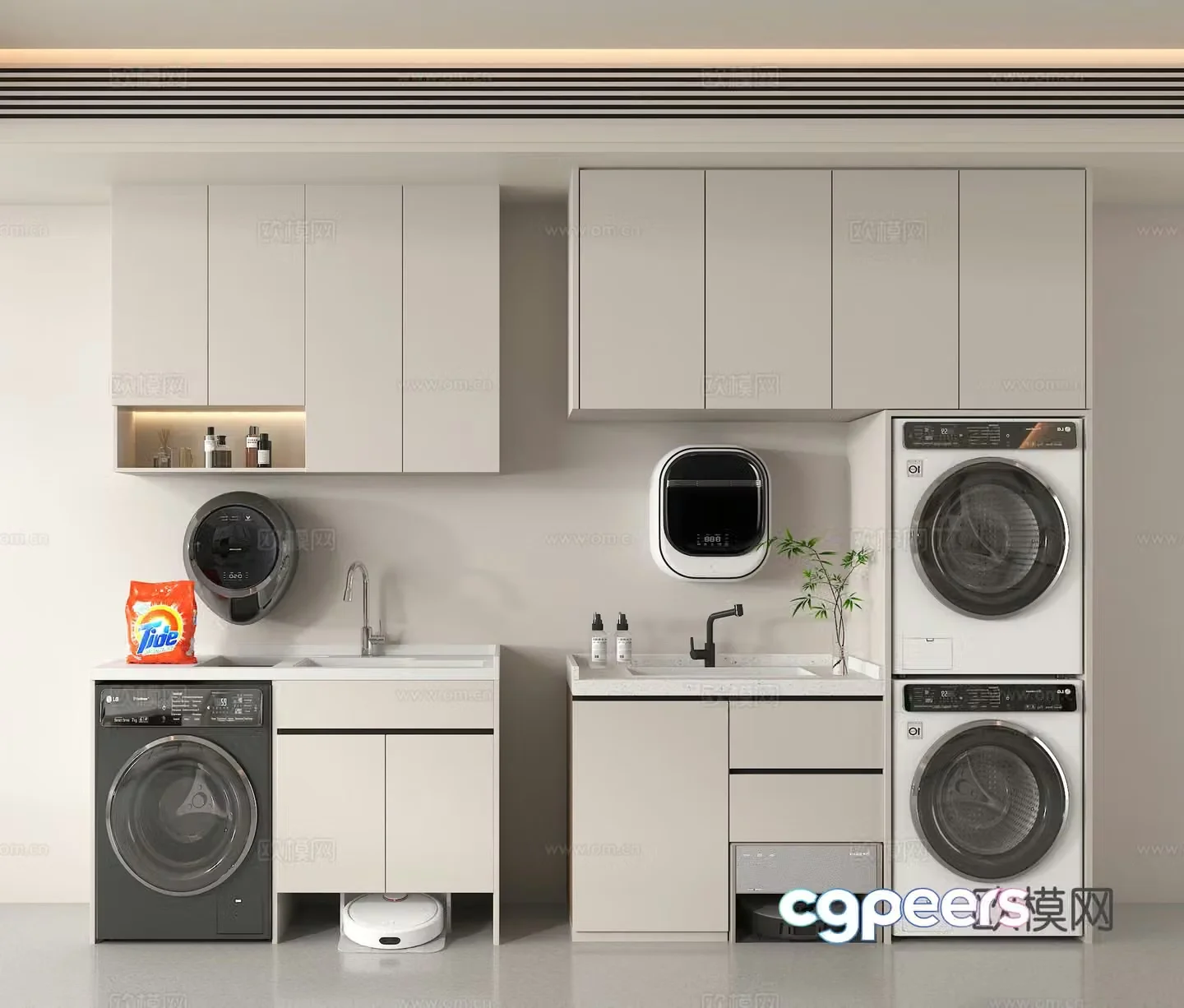 Washing cabinet all-in-one drying machine wall-mounted washing machine sweeping robot 3D model