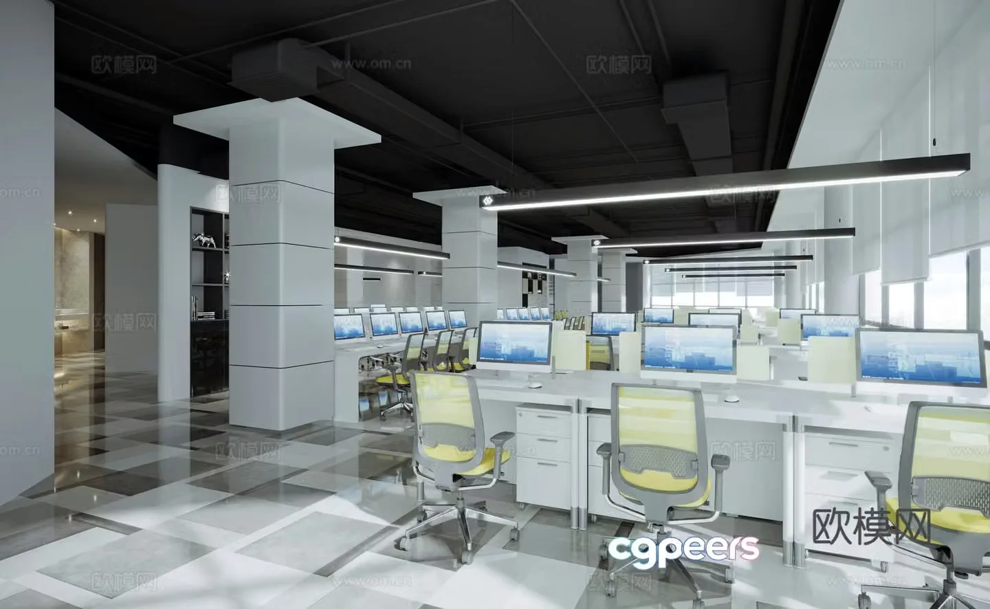 Public office area office 3d model