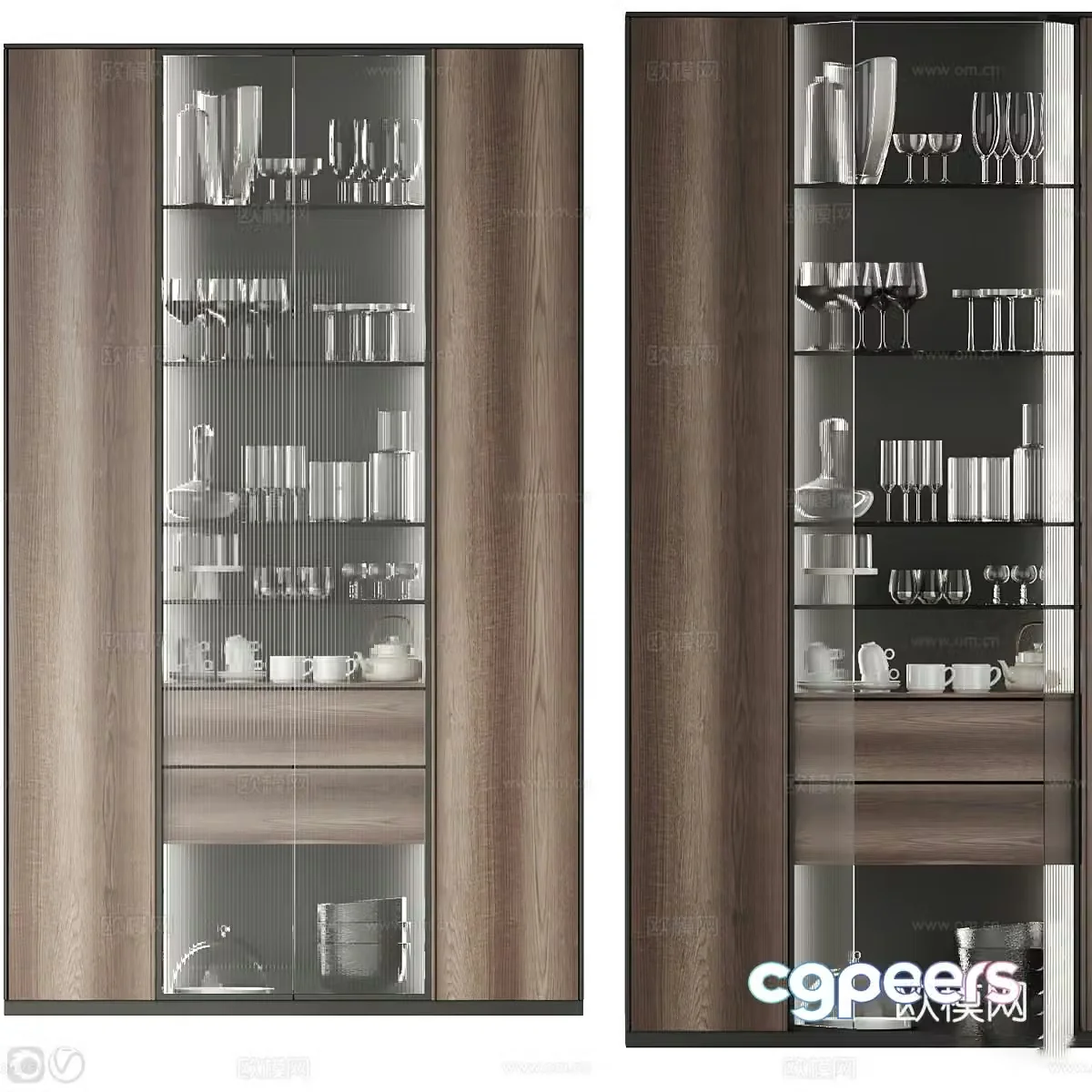 Modern Italian light luxury wine cabinet 3D model