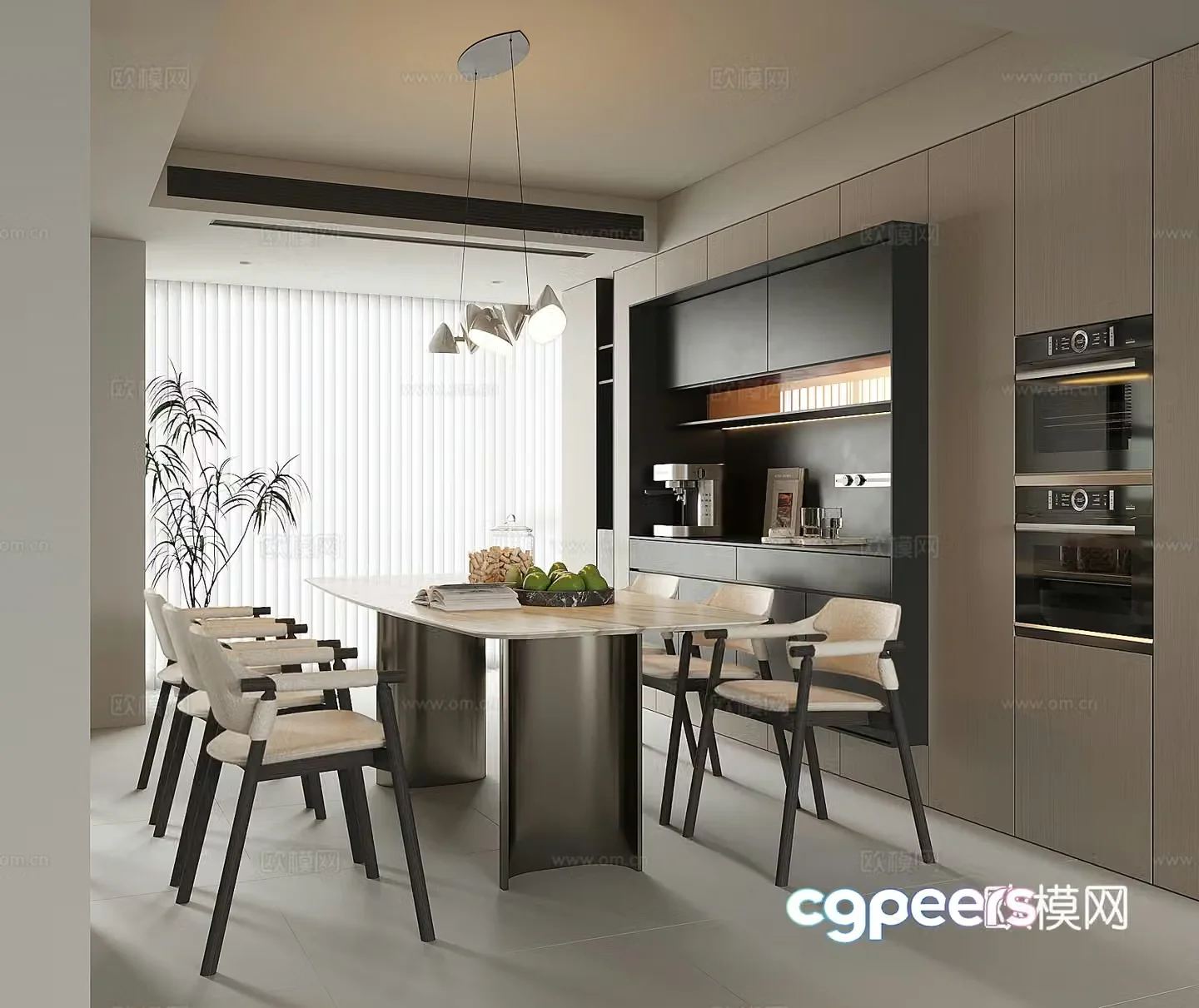 Modern home restaurant 3d model