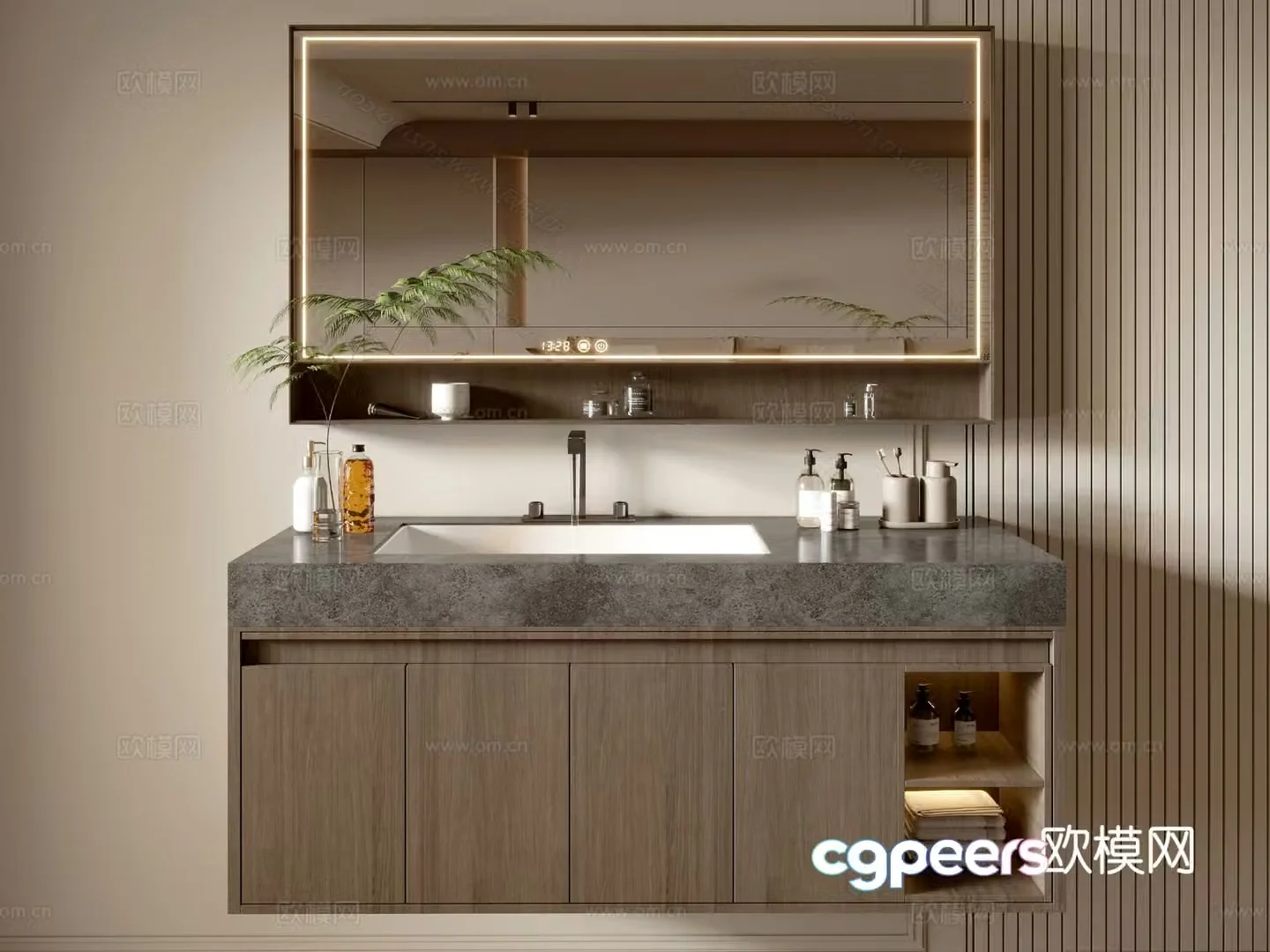 Modern bathroom cabinet suspended basin wash basin 3d model