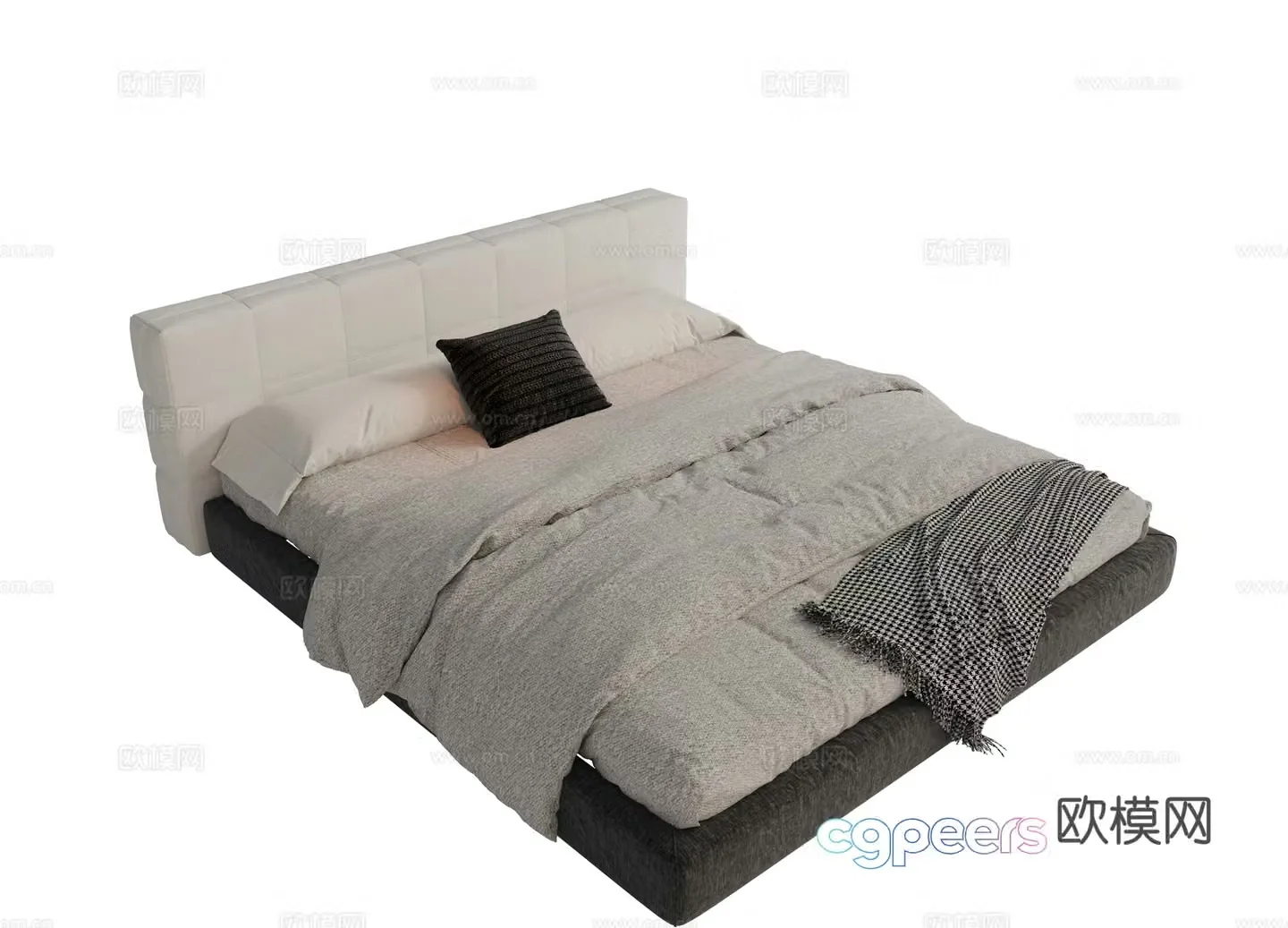 Modern fabric double bed master bedroom bed minimalist bedroom bed Minotti modern double bed 3d model