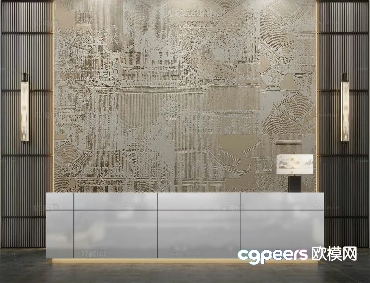 New Chinese style front desk reception desk service desk 3d model