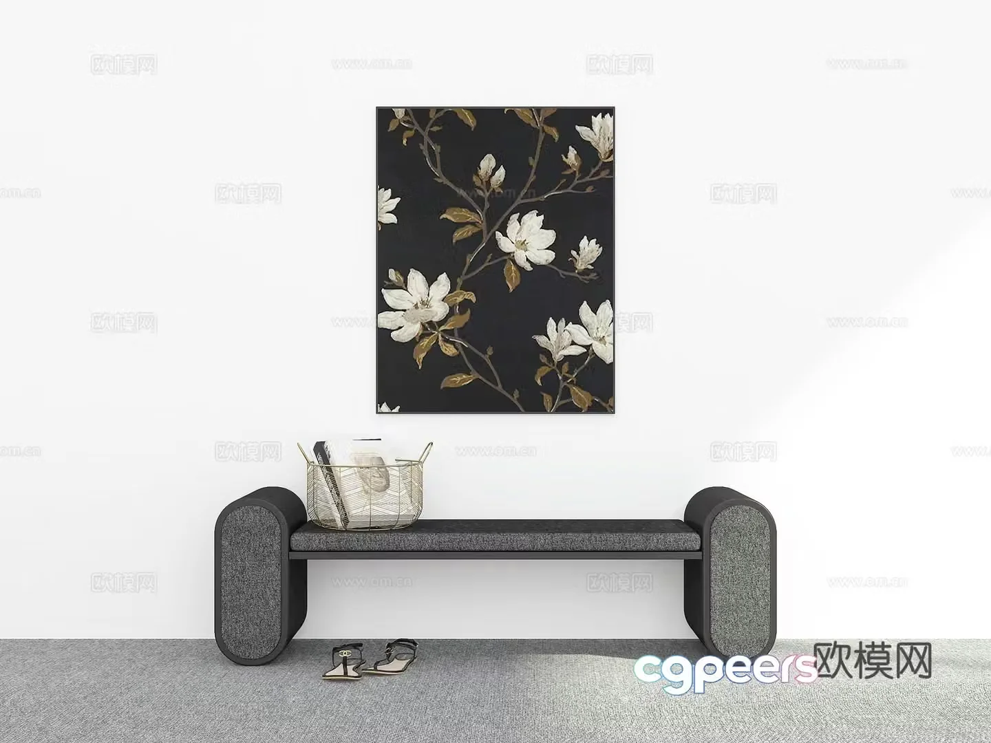 Modern shoe changing bench bench 3d model
