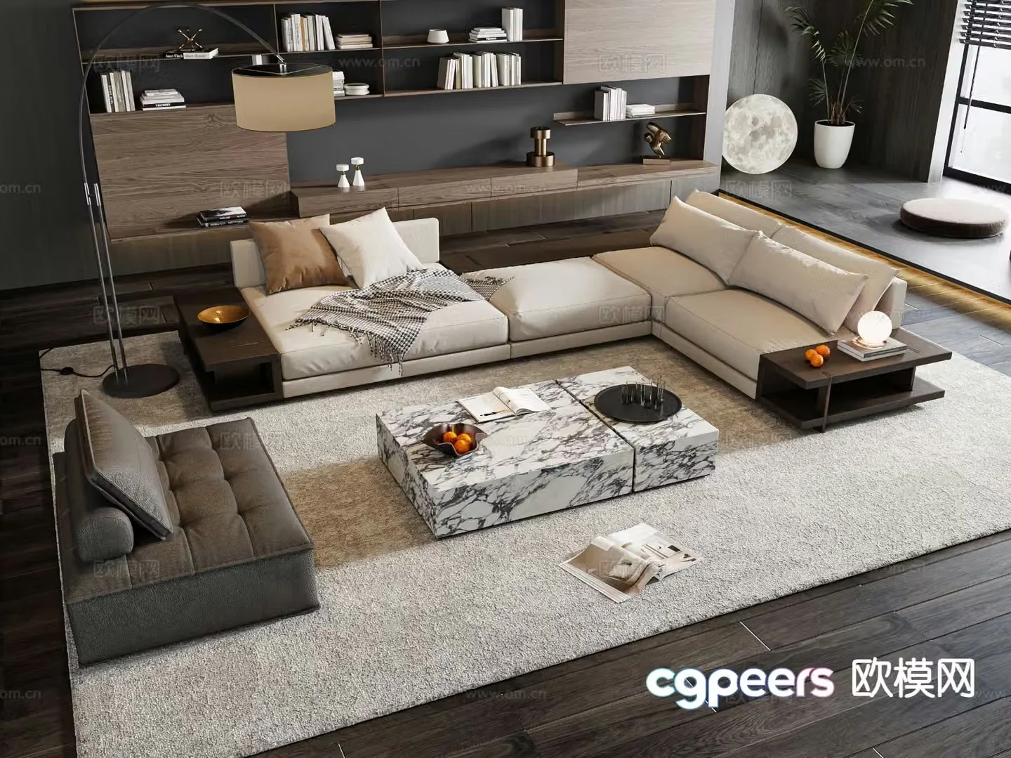 Italian style modular sofa corner sofa 3d model
