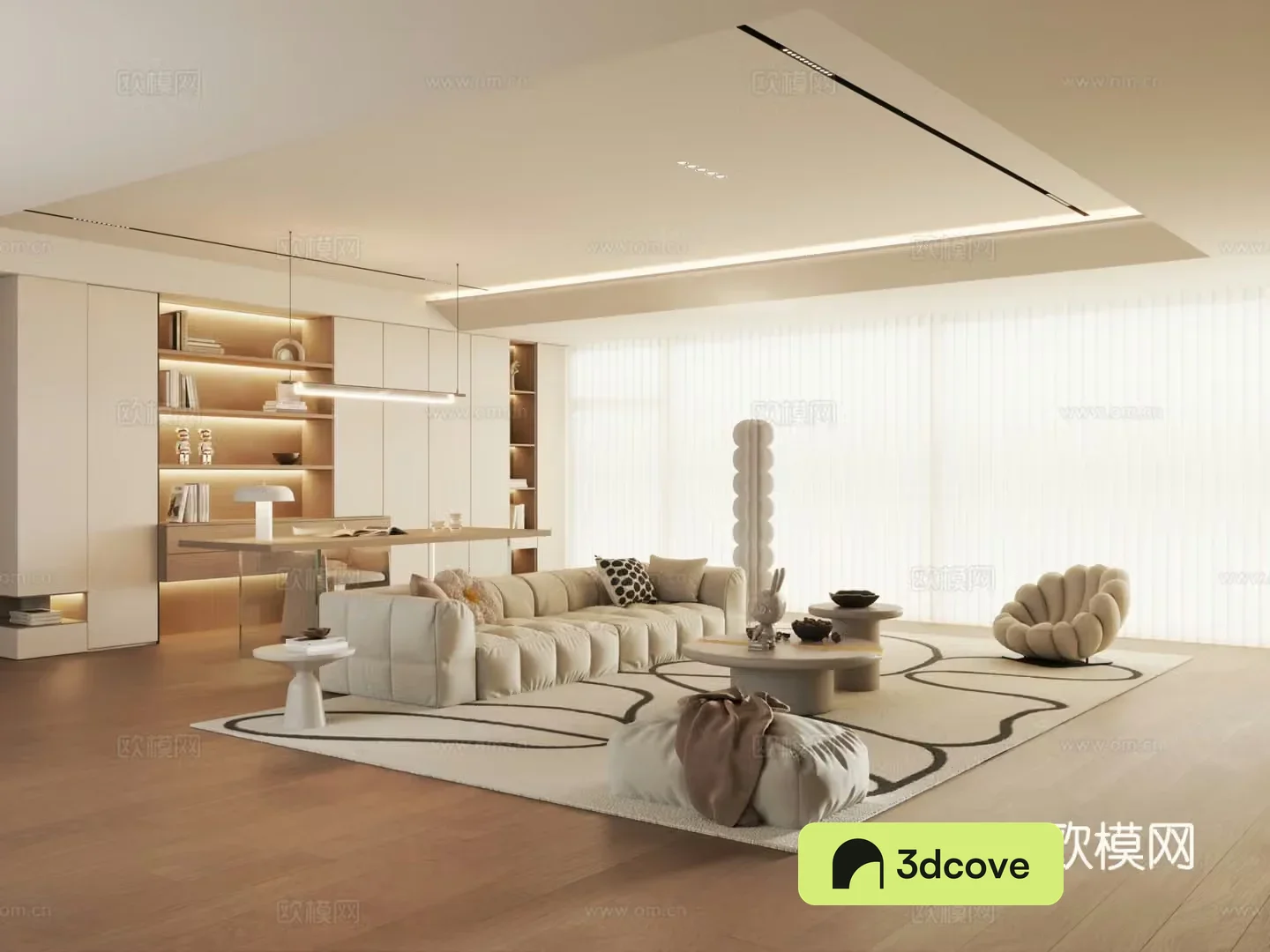 Modern creamy restaurant sofa coffee table combination lazy sofa