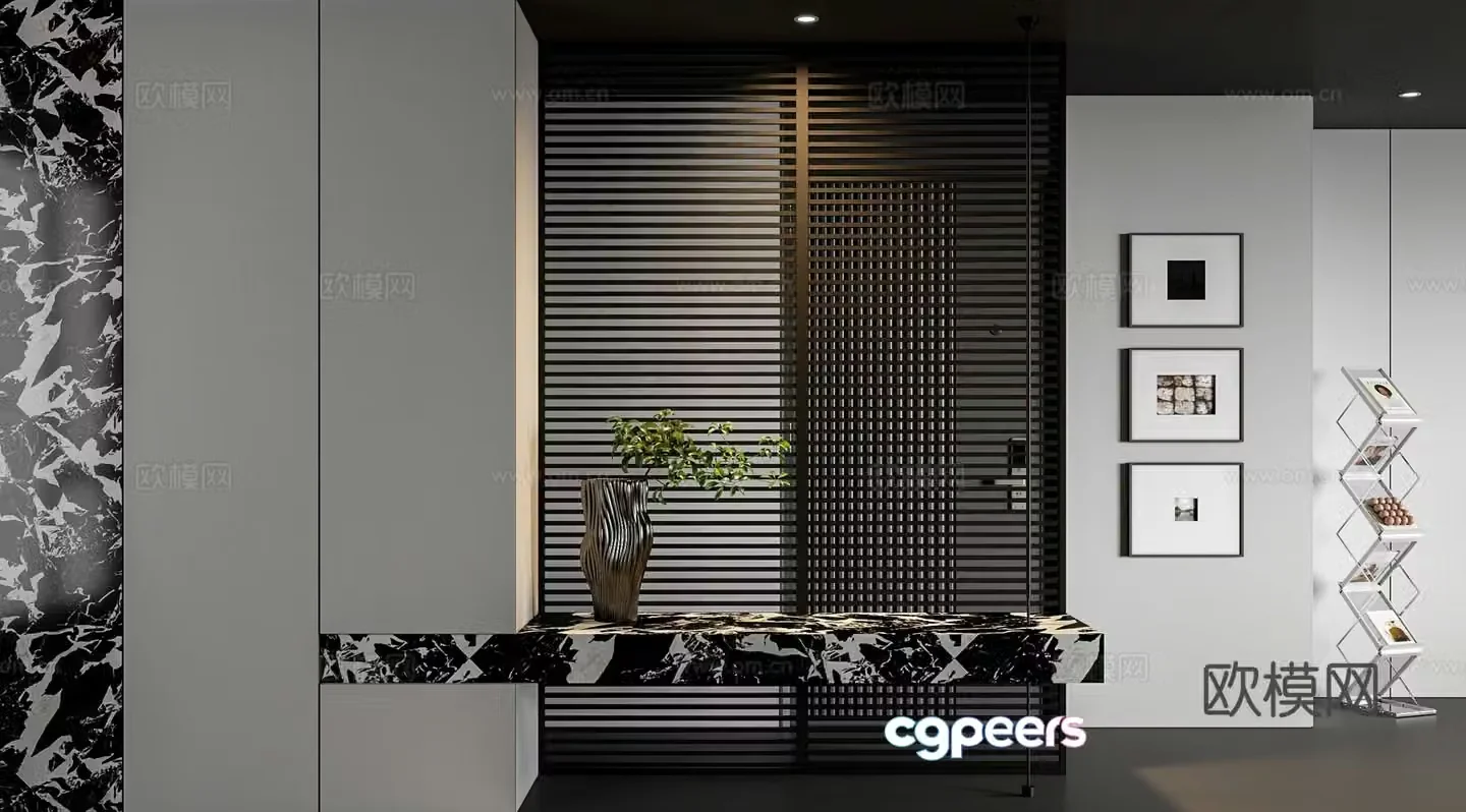 Modern entrance aisle partition 3D model