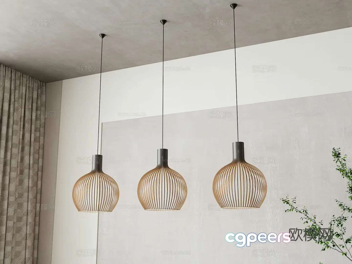 New Chinese style hollow chandelier 3d model