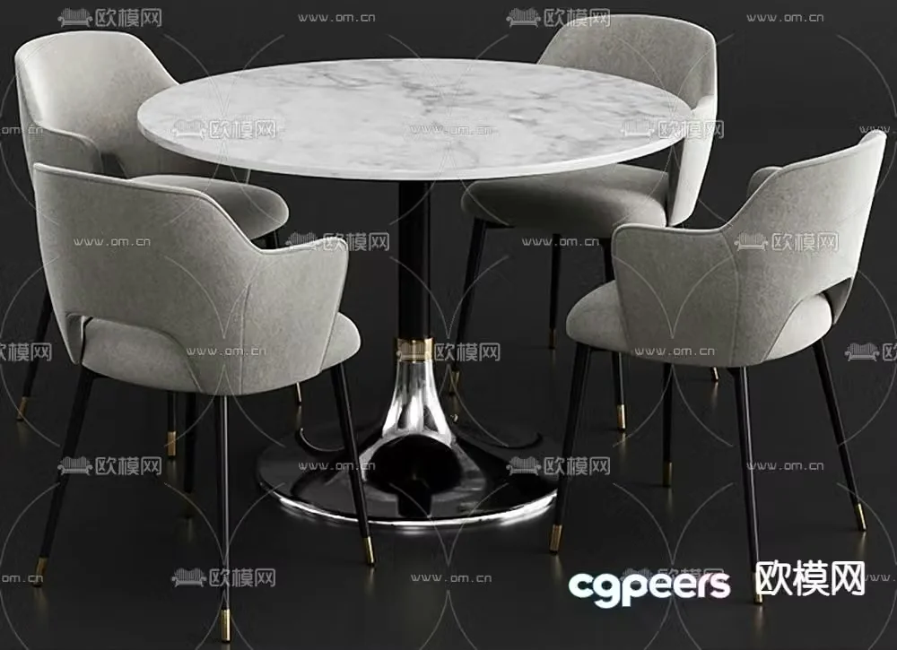 Marble dining table round dining table 3d model