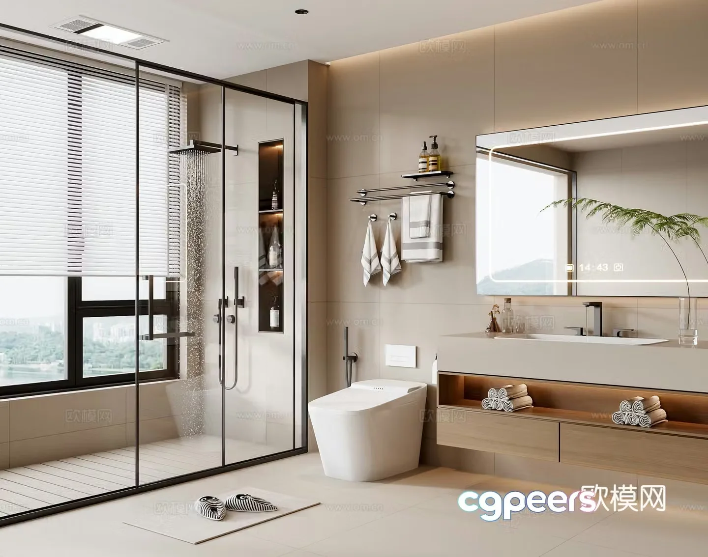Creamy style bathroom 3d model