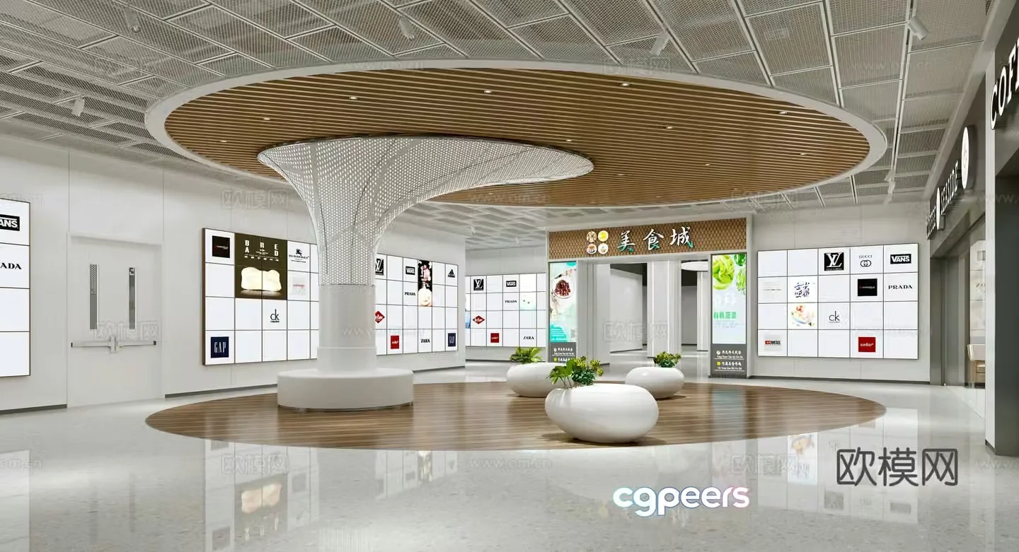 Shopping mall foyer 3d model