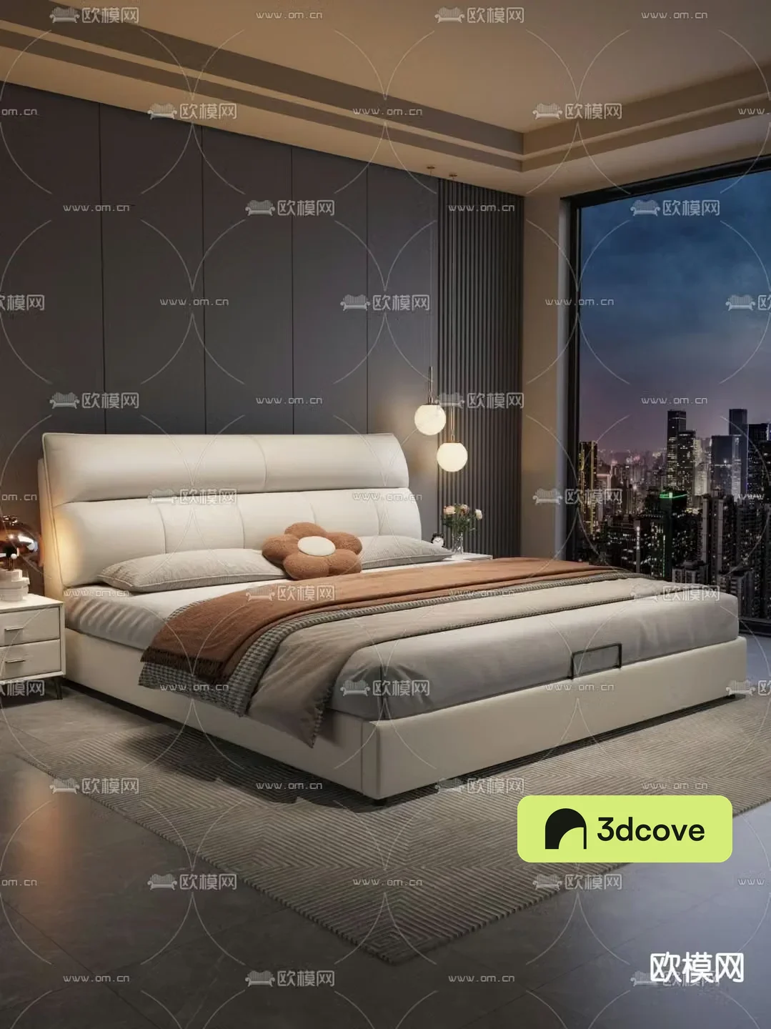 Modern fabric double bed