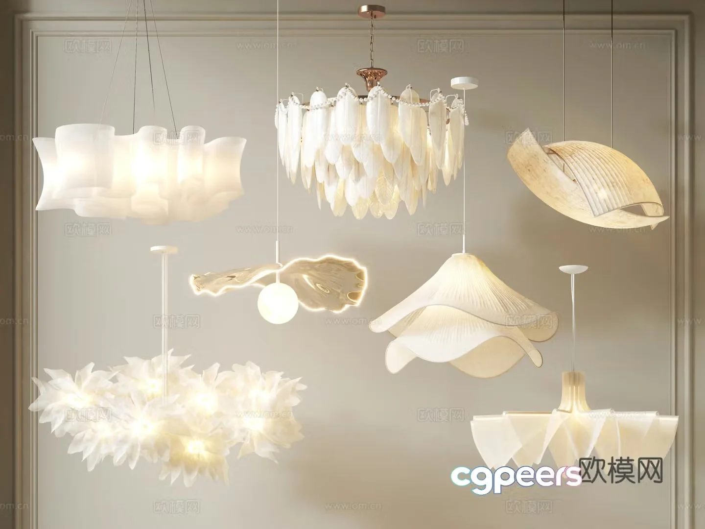 French decorative lamp combination living room chandeliers art chandeliers special shape chandeliers restaurant chandeliers 3D model