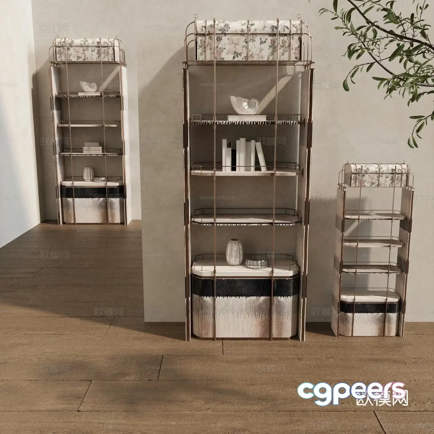 Modern medieval bookcase Decorative cabinet Side cabinet Side cabinet Finished 3D model