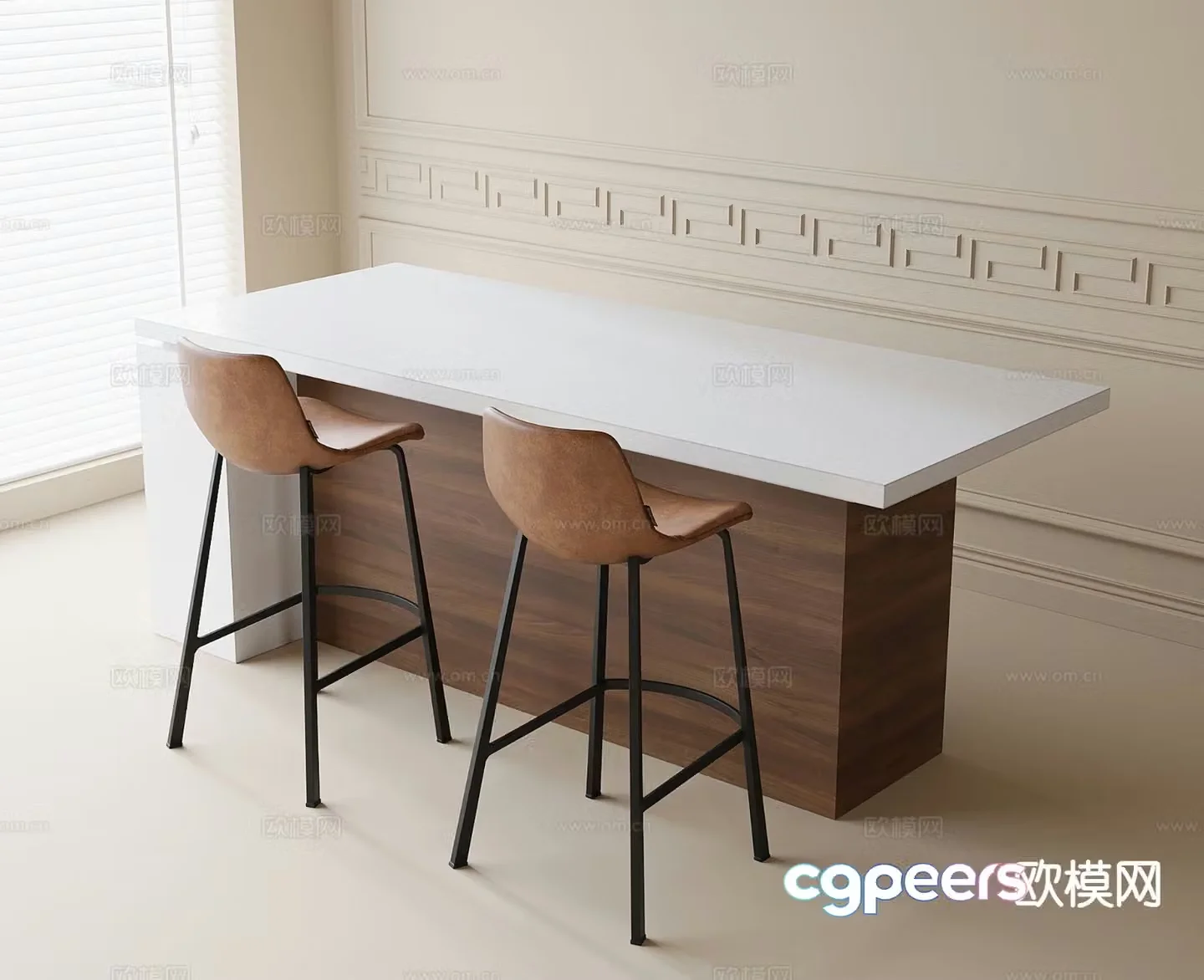 Bar counter island counter bar chair 3d model