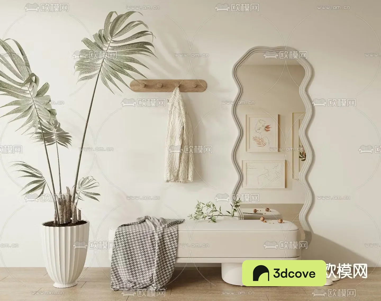 Stool shoe changing stool full-length mirror clothes hanger