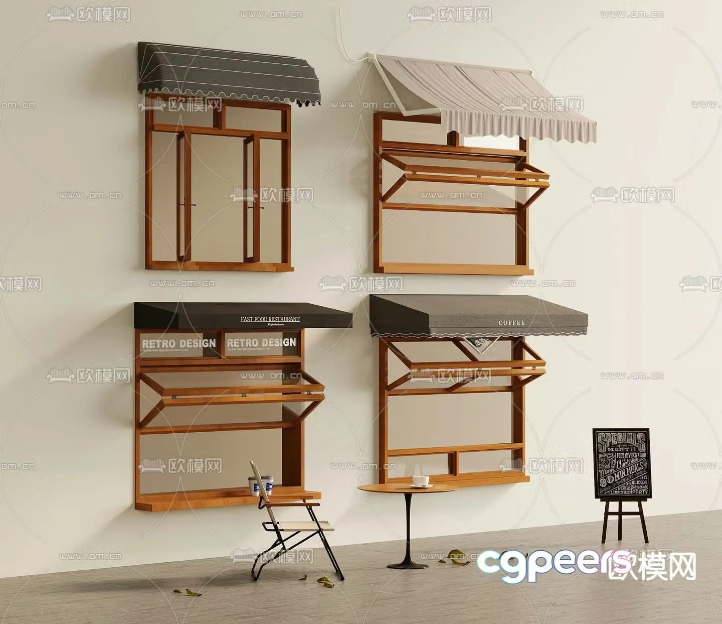 Folding window internet celebrity window up and down folding window 3d model