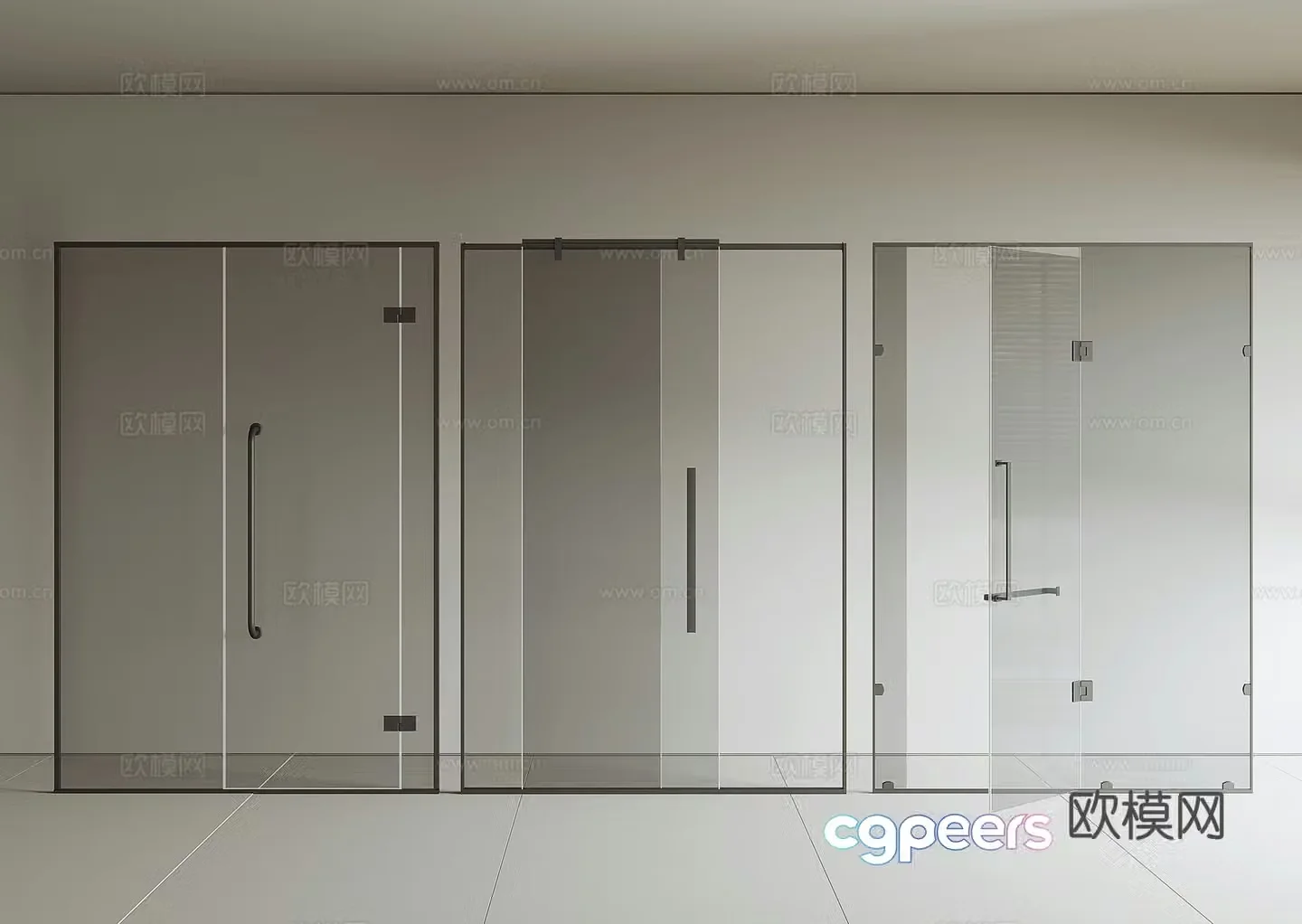 Bathroom sliding door glass door 3d model