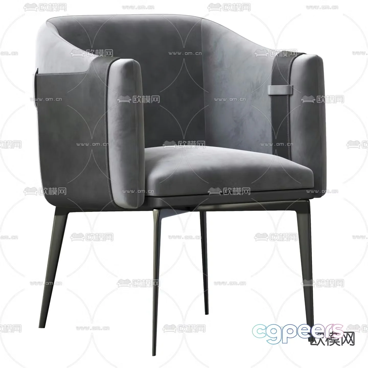 Giorgetti modern gray fabric lounge chair 3d model