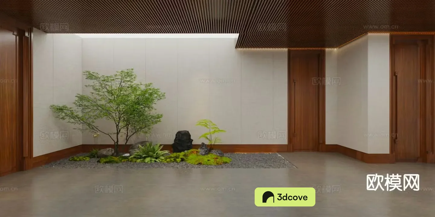 New Chinese style foyer landscaping patio green plant landscaping