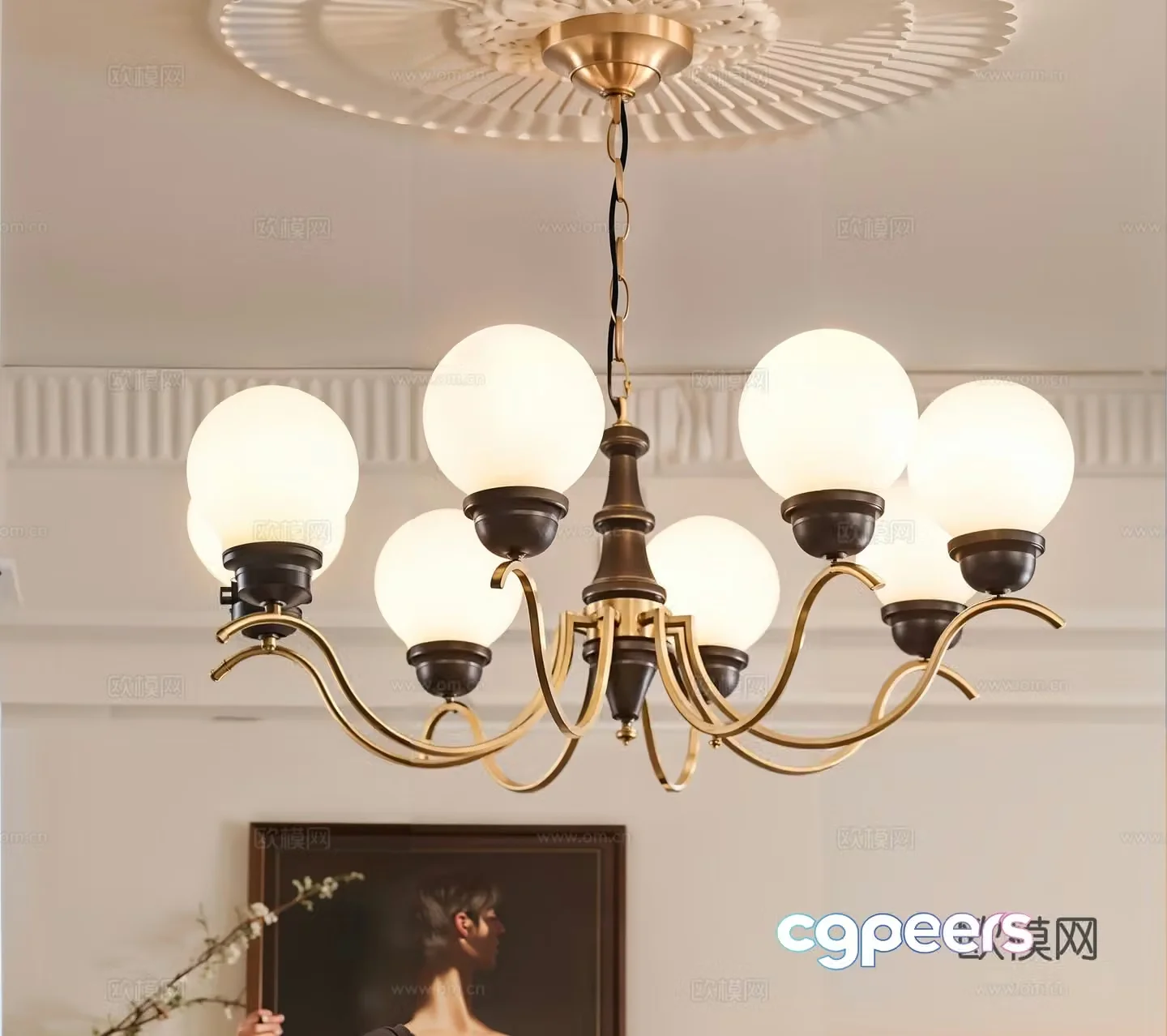 French chandeliers decorative lamp 3d model