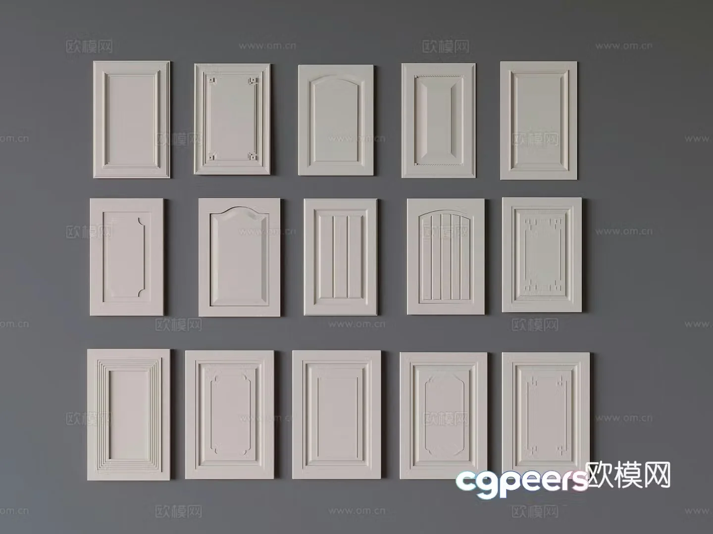 French cream wardrobe door panel solid wood cabinet door panel 3d model