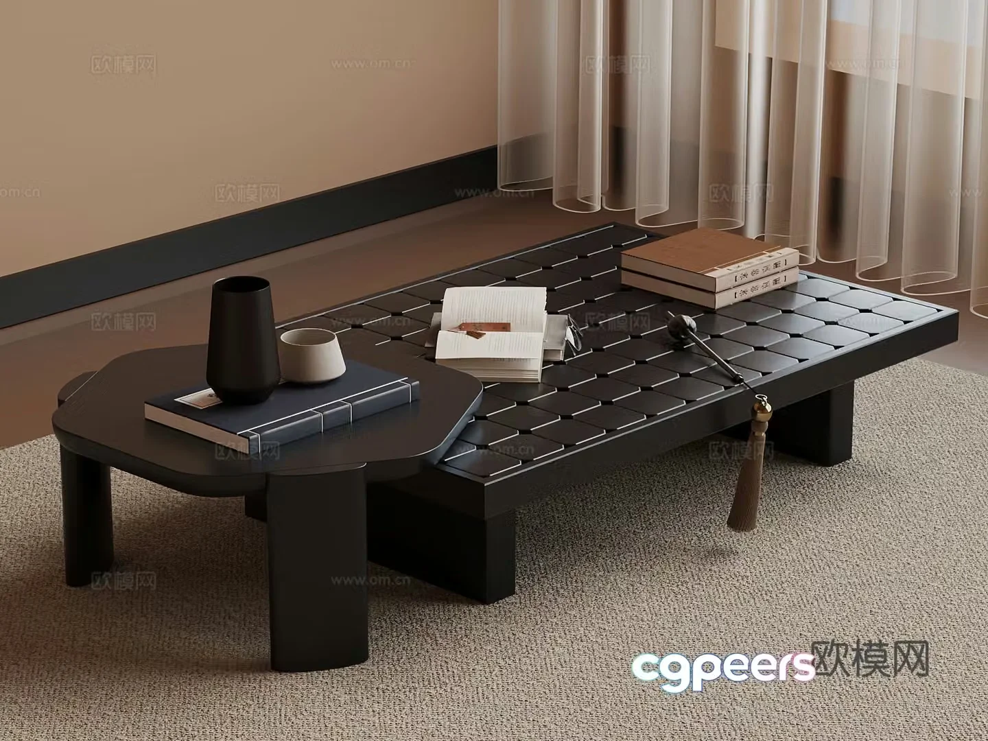 New Chinese simple coffee table coffee table combination 3D model