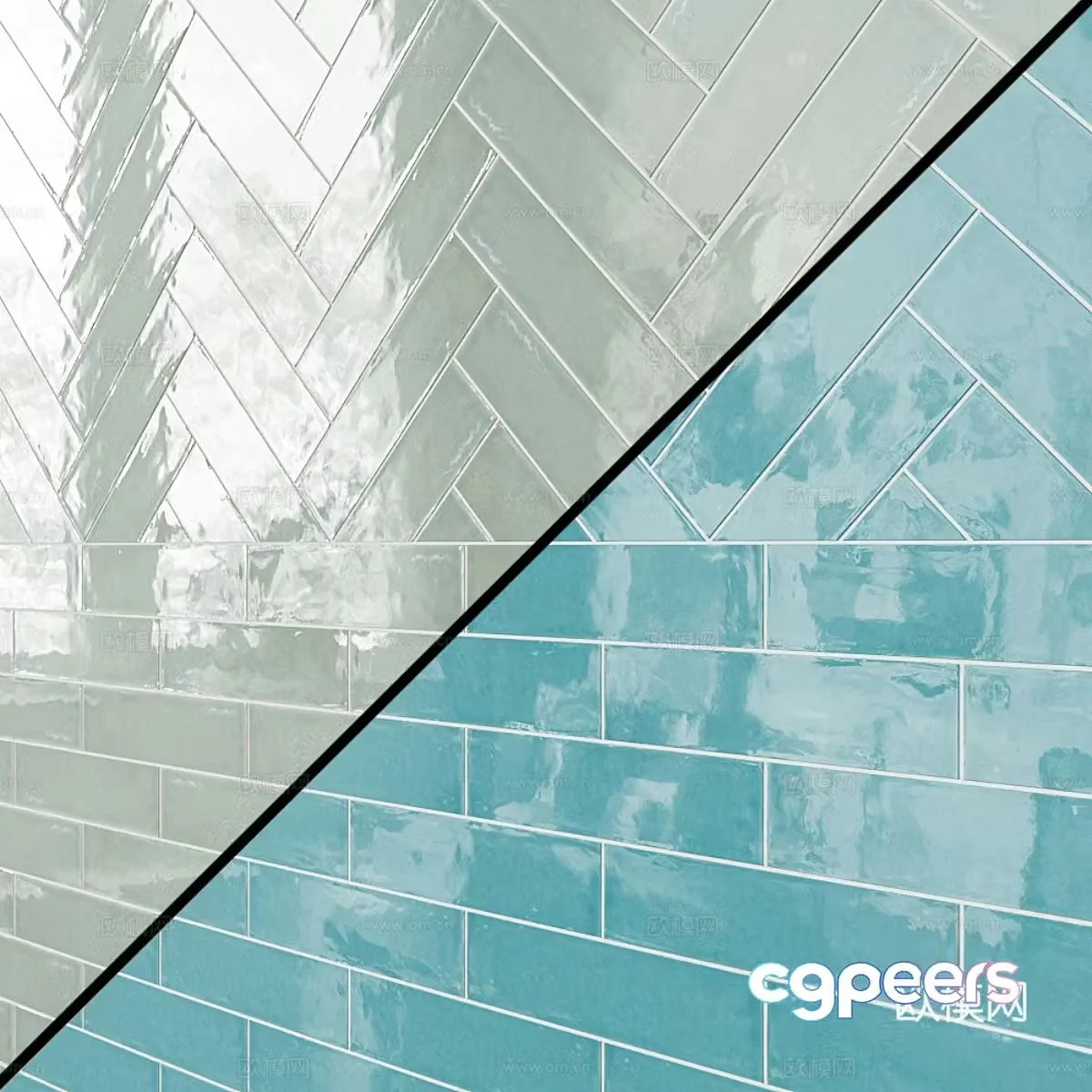 Colorful glazed tiles 3d model