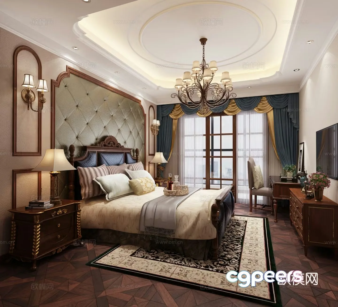 American style master bedroom 3D model