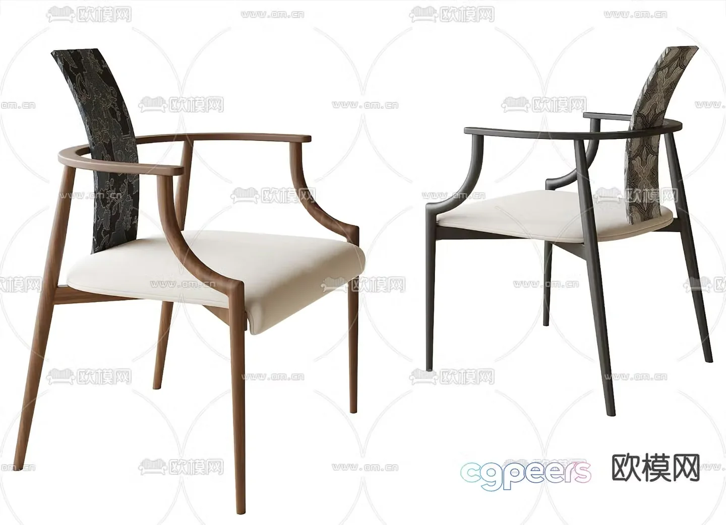 New Chinese dining chair single chair 3d model