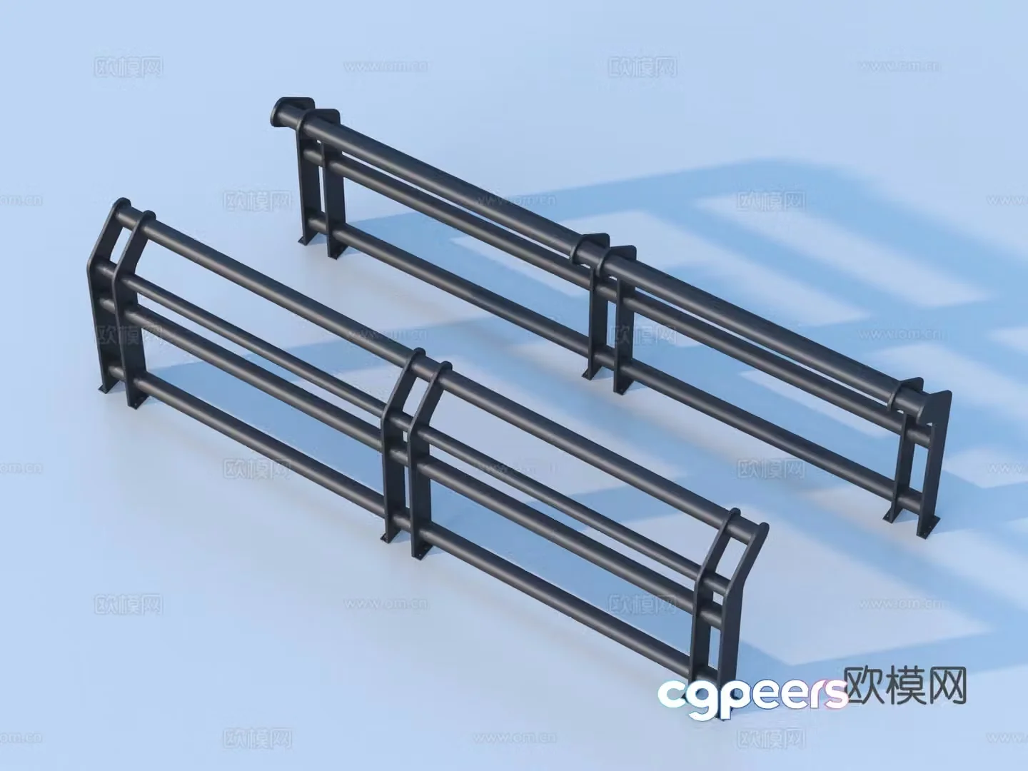 guardrail railing fence 3d model