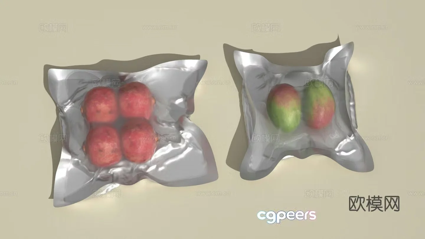 Pomegranate mango vacuum packaging fruit 3d model