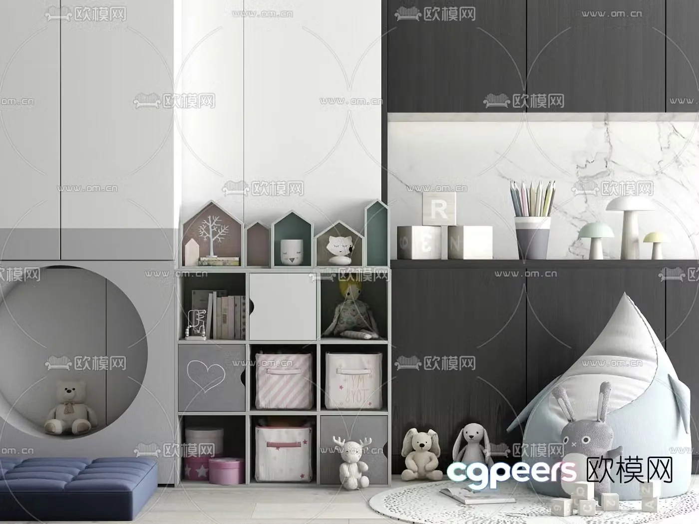 Modern children’s toy cabinet storage cabinet 3d model
