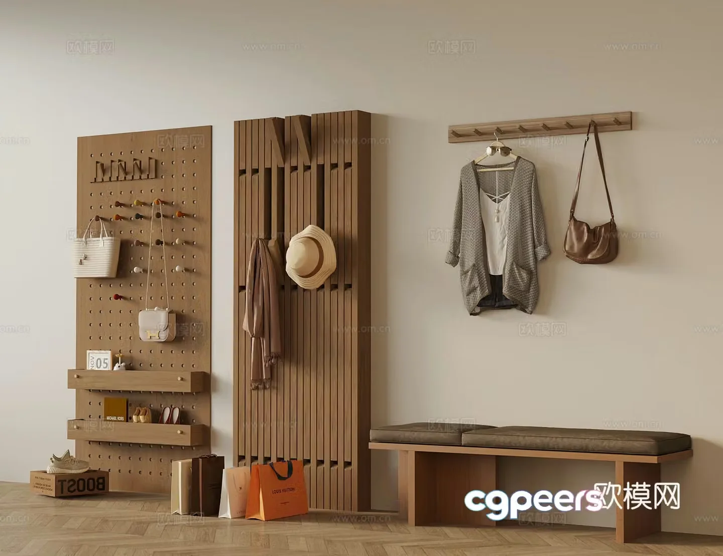 Modern coat hook shoes 3d model