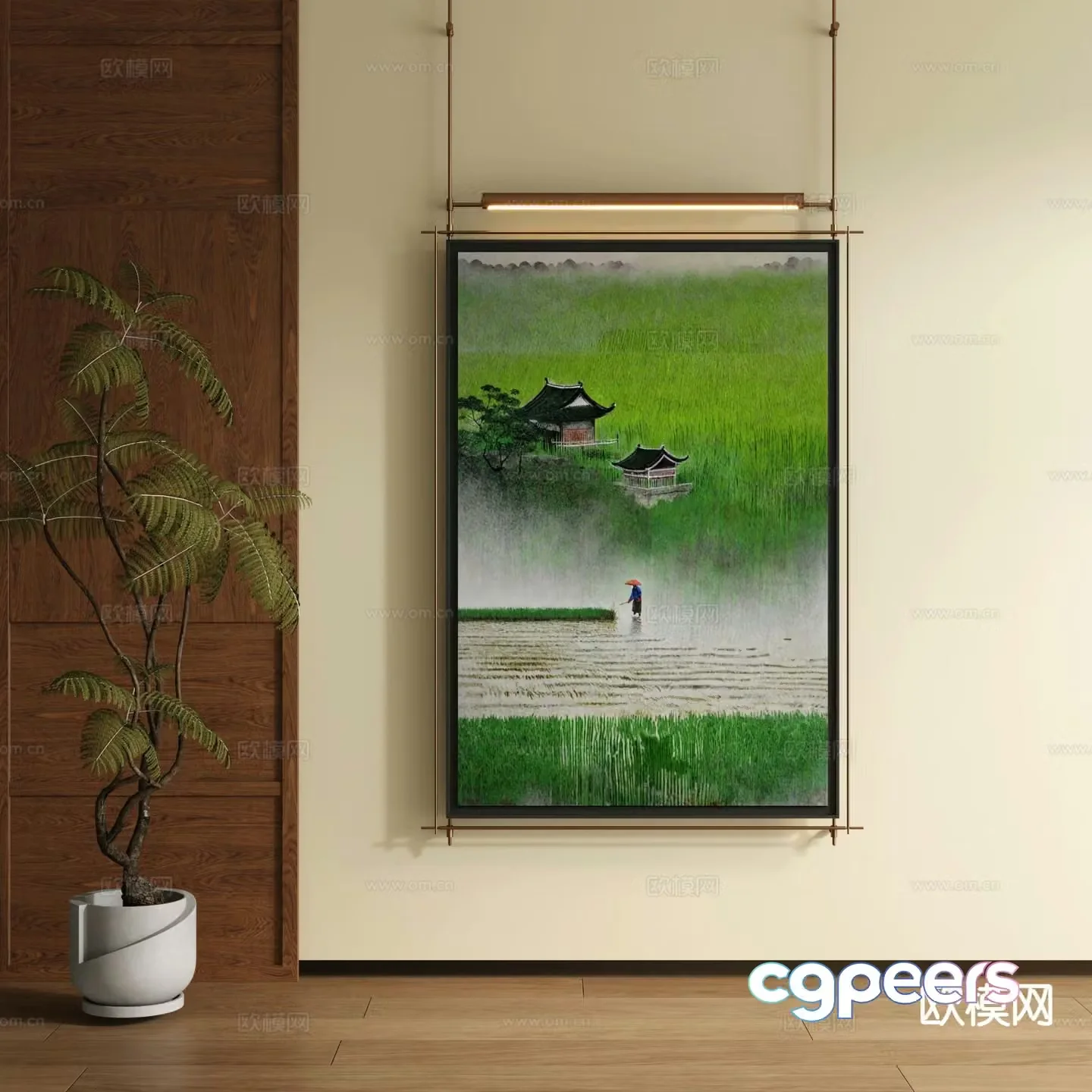New Chinese style decorative painting art painting hanging painting 3d model