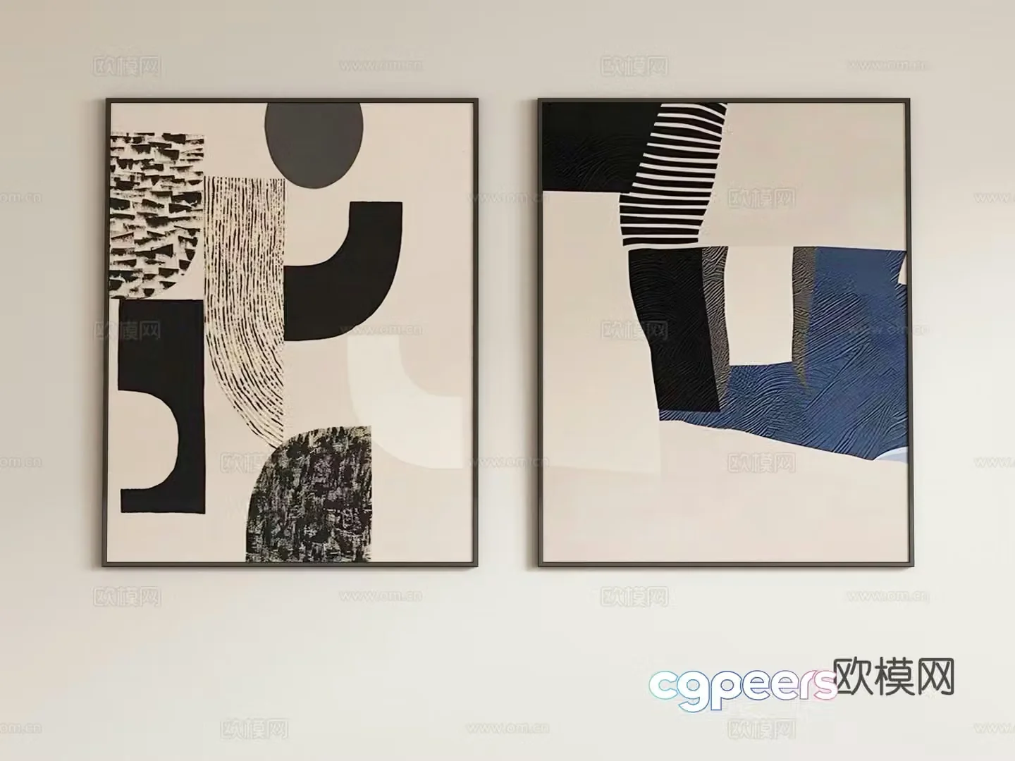 Modern abstract painting decorative painting hanging painting 3d model