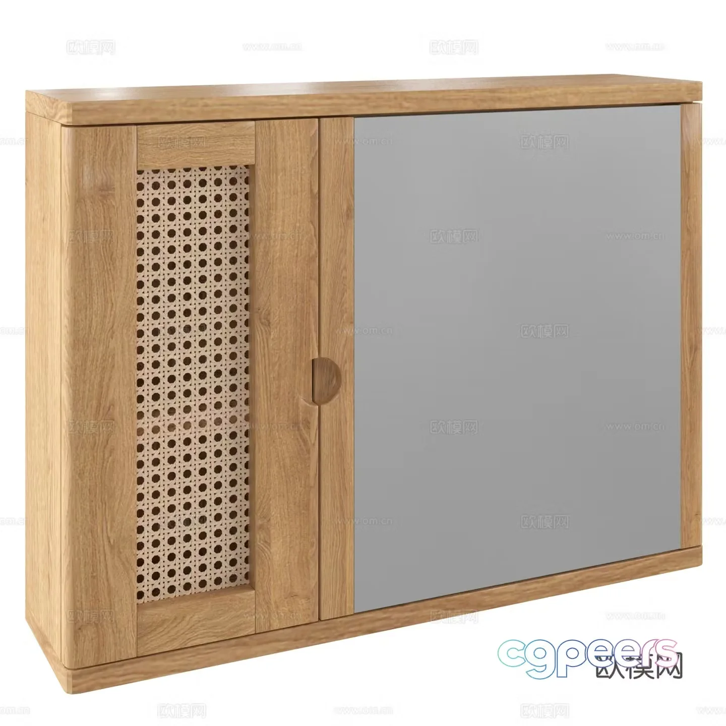 Log style porous bathroom wall cabinet 3d model