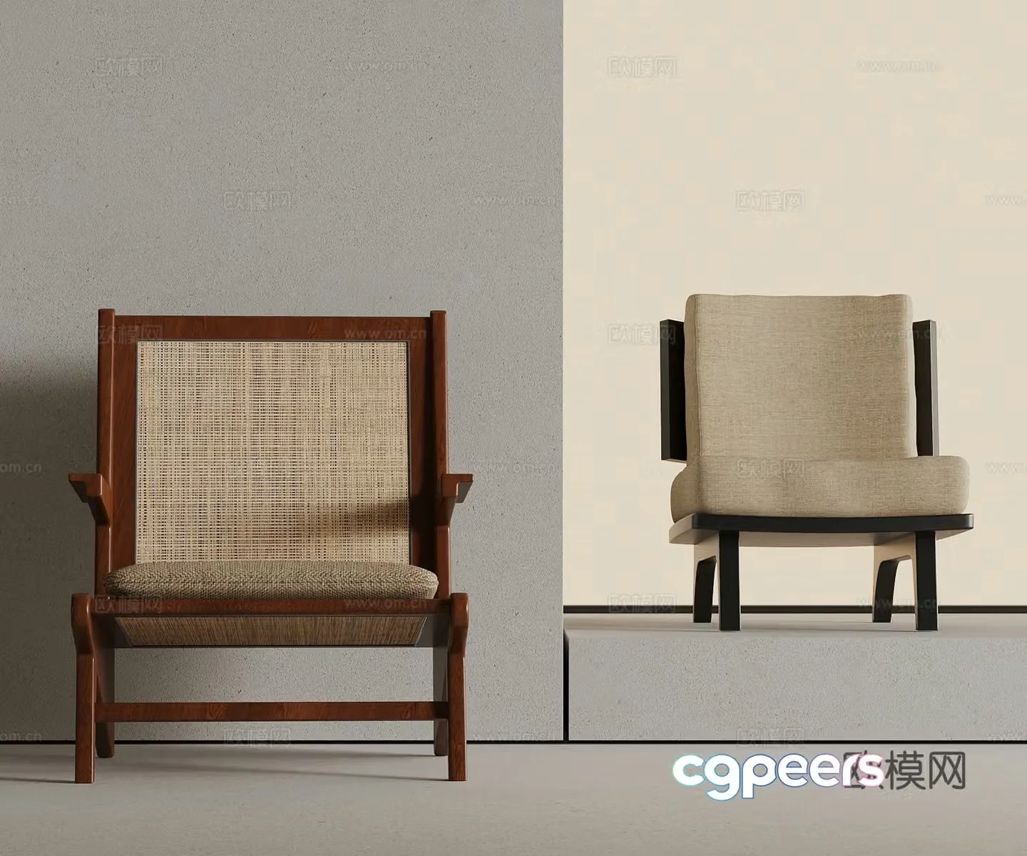 Medium style leisure chair single chair 3d model