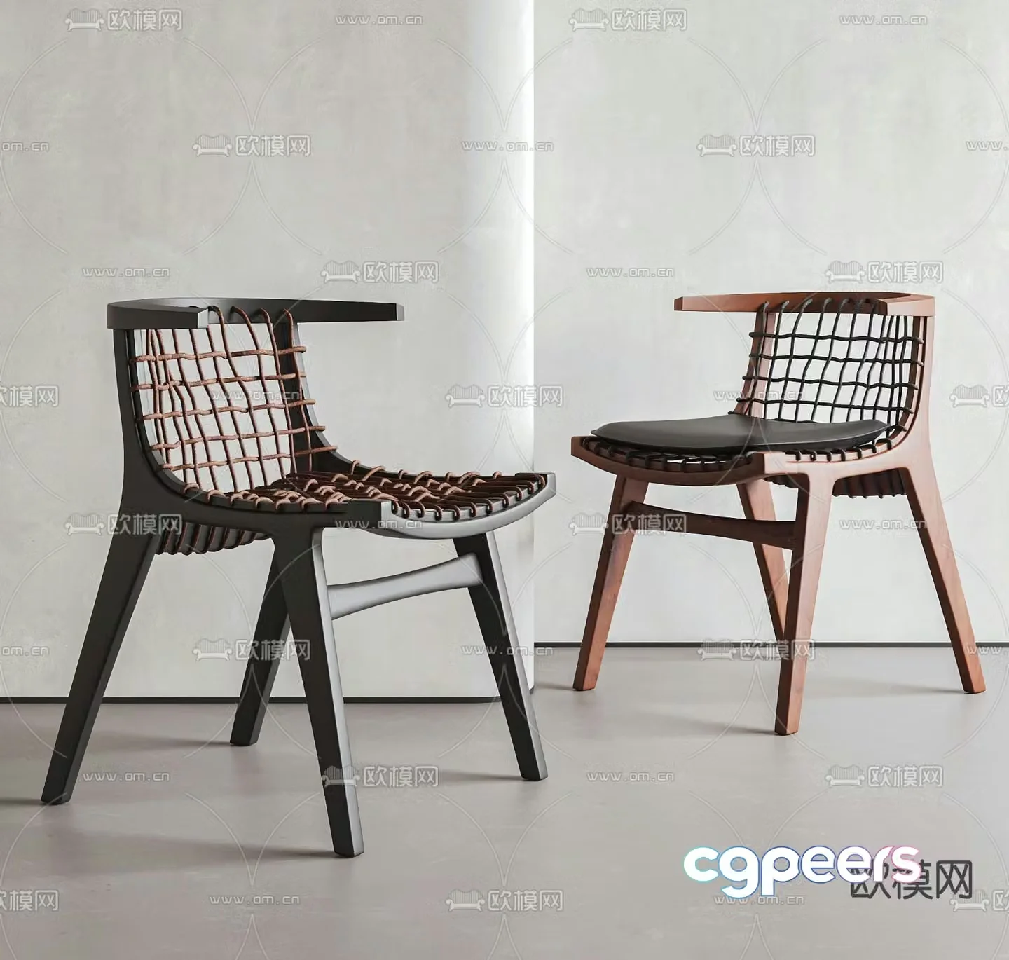 Wabi-sabi chair rattan leisure chair 3d model