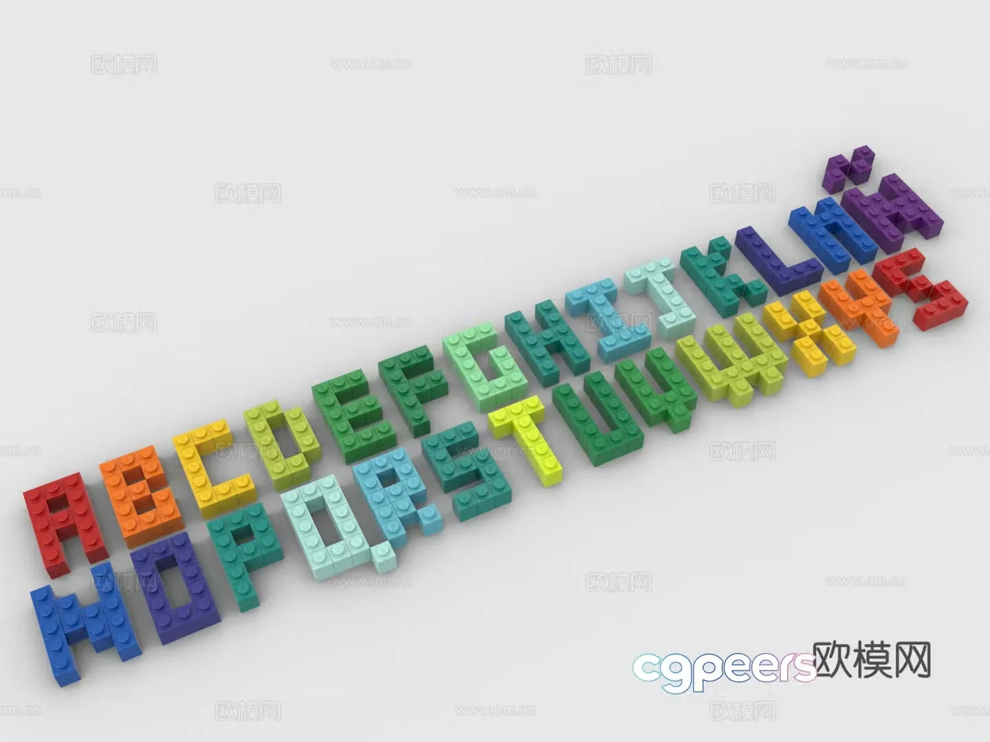 LEGO LEGO Toys Building Blocks English Letters Square Fonts Lego Font 3D Model