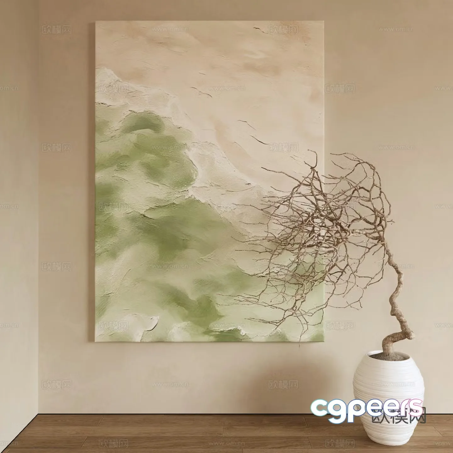 Modern decorative painting texture painting art painting 3d model