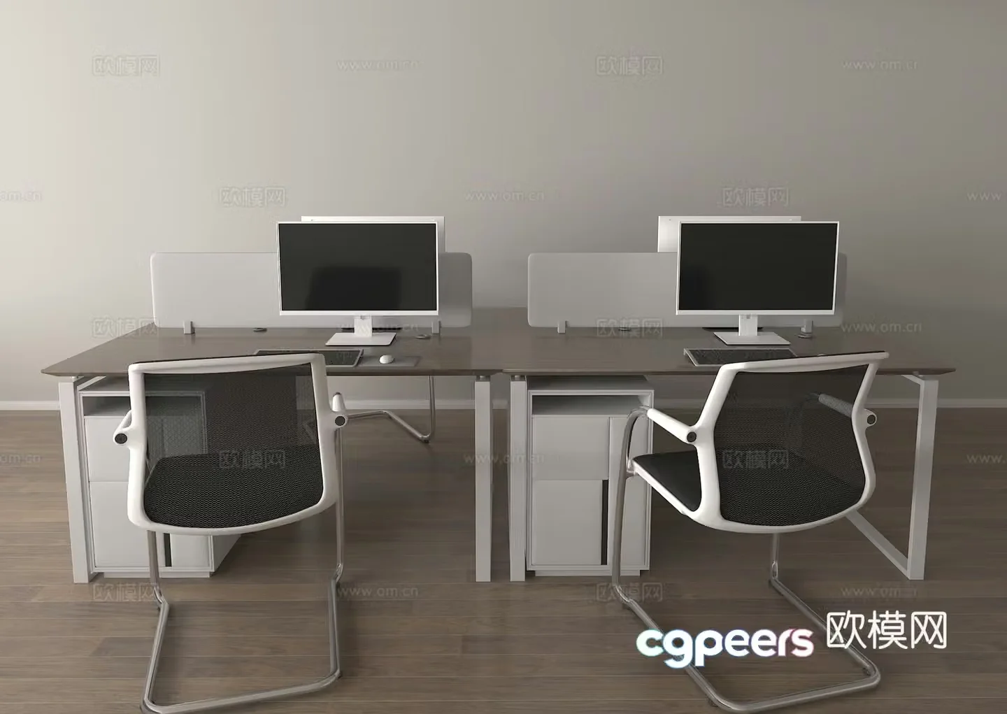 Office Desk Workstation Post Position 3D Model