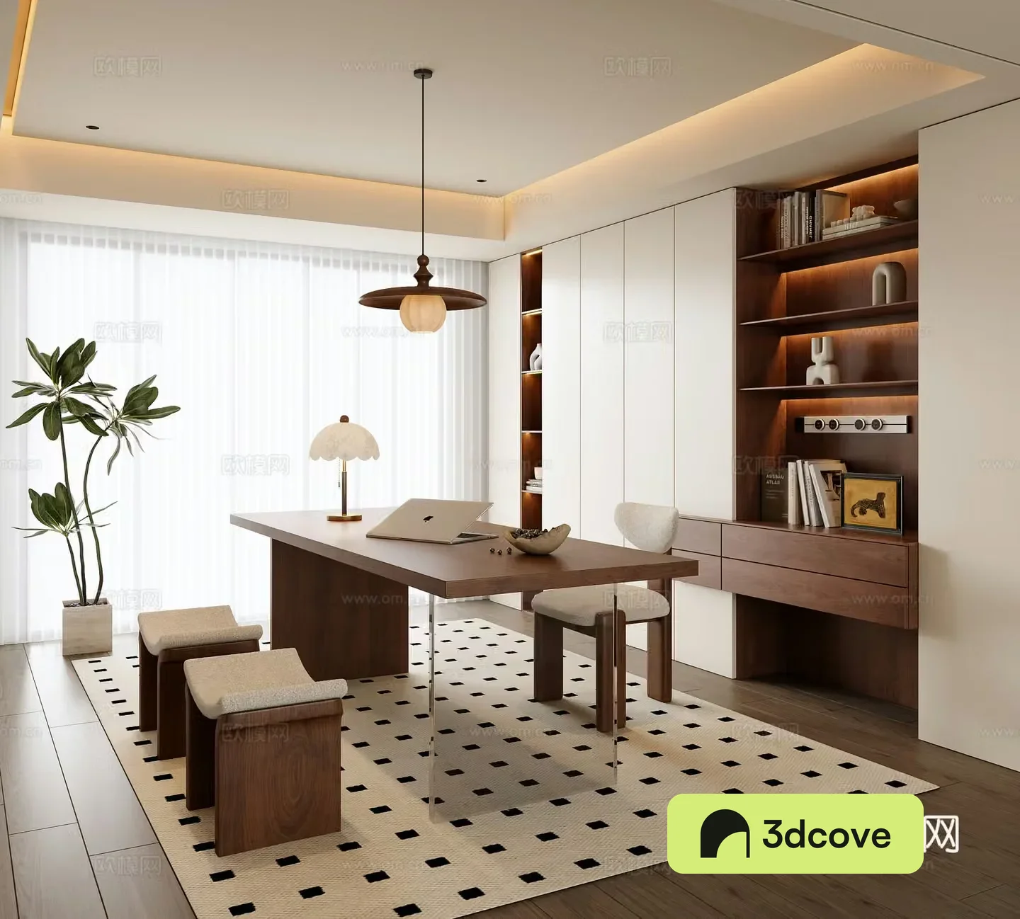 Middle-aged study room 3D model
