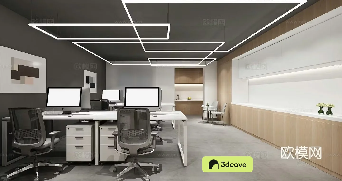 Modern open office area reception room