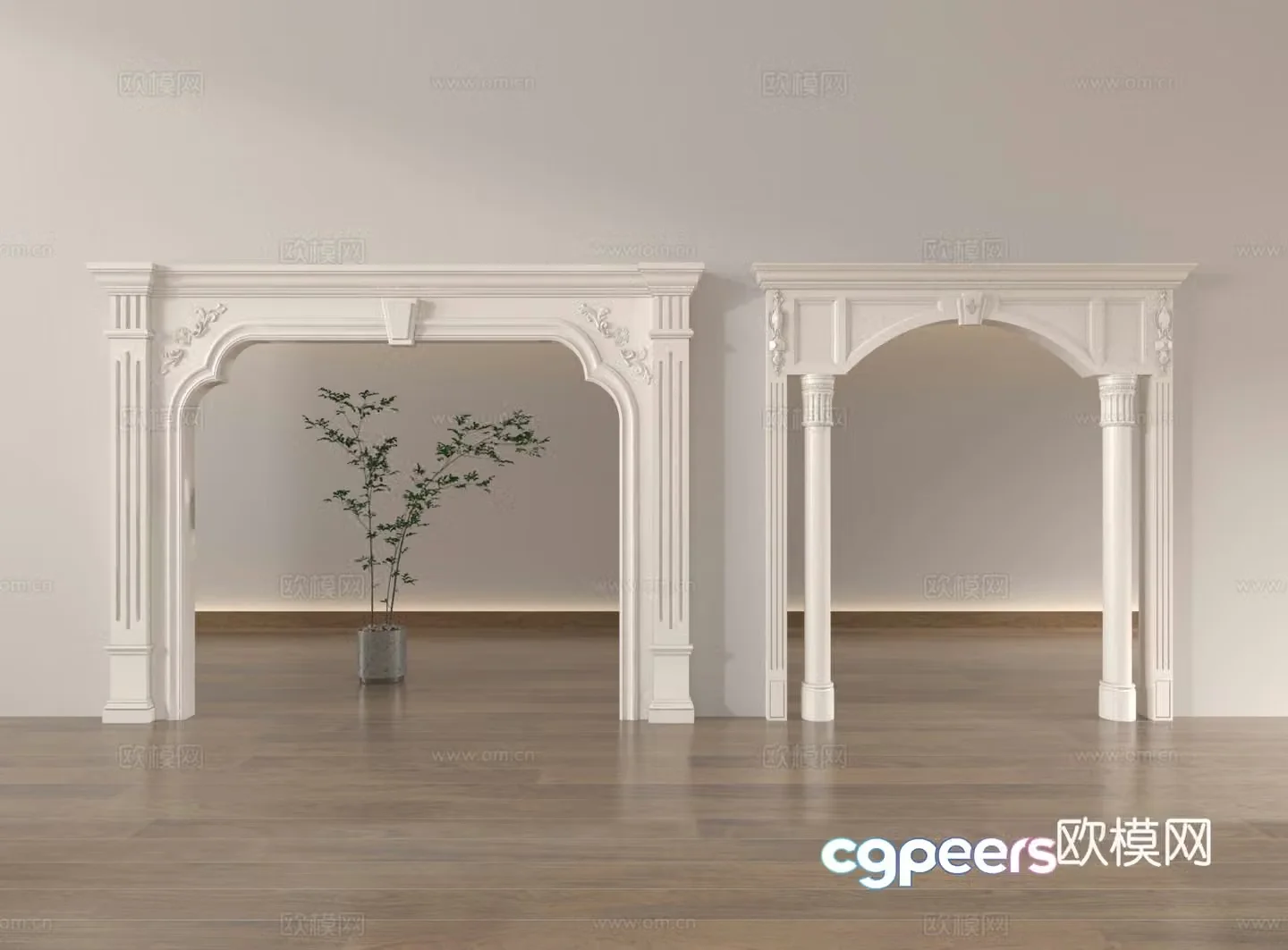 European style doors and windows door frames door covers 3D model