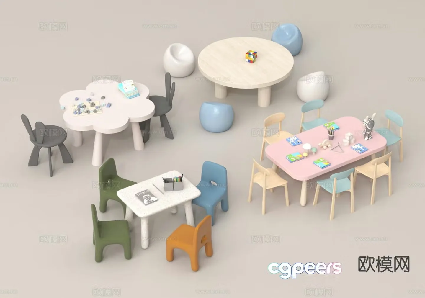 Children’s tables and chairs toy table children’s dining table 3D model
